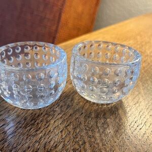 Set of 2 Vintage Clear Hobnail Votive Candle Tealight Holders.  Classic!